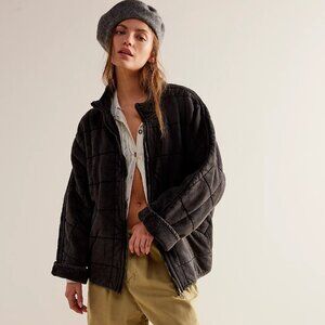 Dolman Quilted Knit Jacket - Charcoal/Black - L